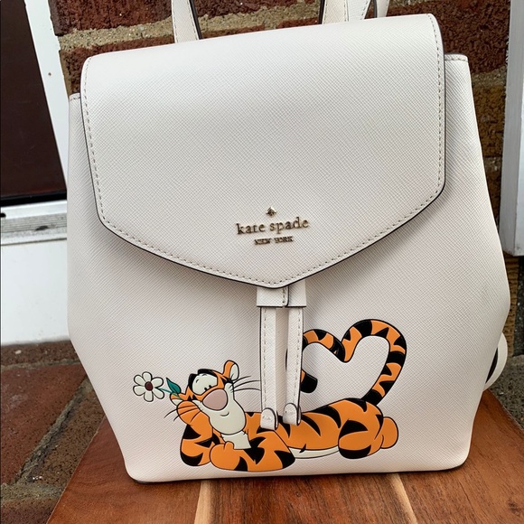 NWT Disney x Kate Spade New York Tigger Leather Backpack in Parchment